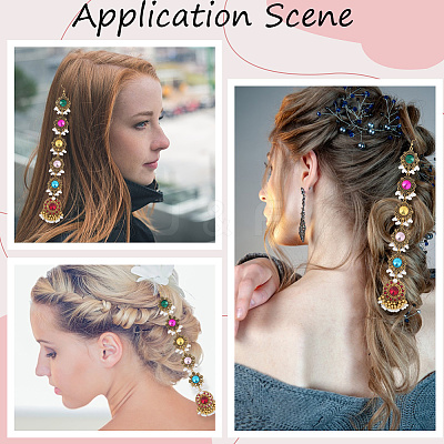 Retro Flower Alloy & Glass & ABS Plastic Hair Accessories EJEW-WH20018-02B-1
