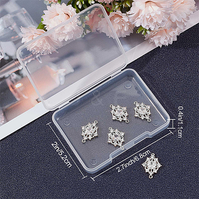 8Pcs Brass Clear Cubic Zirconia Rhombus Links Connector Charms ZIRC-BBC0003-73-1