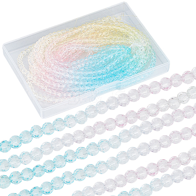 10 Strands Transparent Gradient Color Glass Beads Strands GLAA-SC0002-04A-1