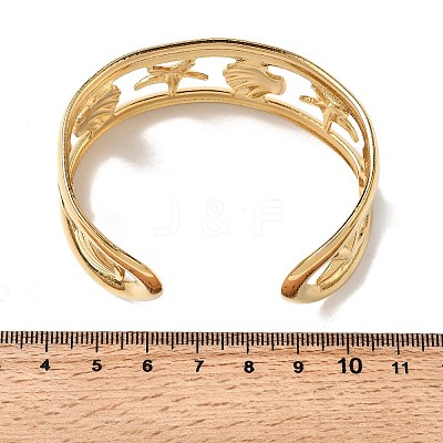 304 Stainless Steel Cuff Bangles for Women BJEW-D384-03G-1