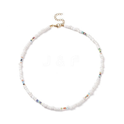 Glass Seed Beaded Necklace for Women NJEW-JN03933-1