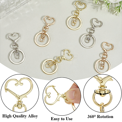 18Pcs 3 Style Alloy Keychain Clasps KEYC-SP0001-49B-1