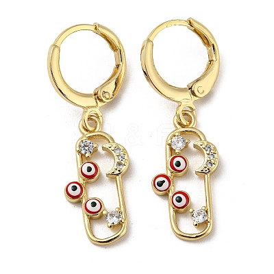 Golden Brass Dangle Leverback Earrings EJEW-A033-23G-02-1