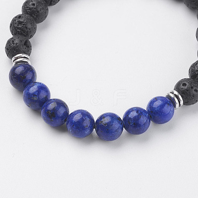 Natural Lava Rock Beads Stretch Bracelets BJEW-I241-13F-1