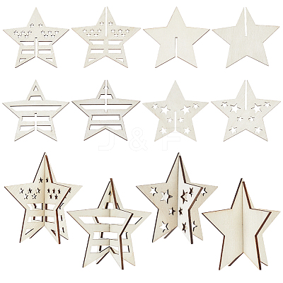 4 Styles Christmas Theme Unfinished Wood Solid Display Decorations DJEW-WH20002-21B-1