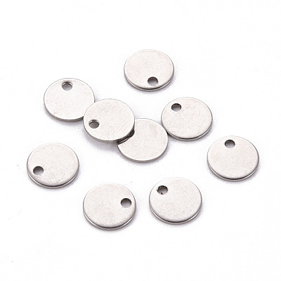 Non-Tarnish 201 Stainless Steel Stamping Blank Tag Pendants STAS-T058-8mm-P-1