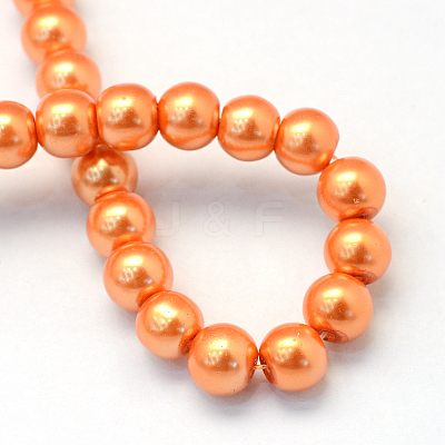 Baking Paint Pearlized Glass Pearl Round Bead Strands X-HY-Q003-10mm-36-1