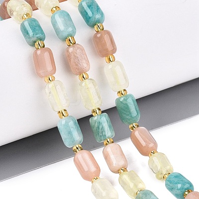 Natural Lemon Quartz & Flower Amazonite & Sunstone Beads Strands G-Q614-02A-01-1