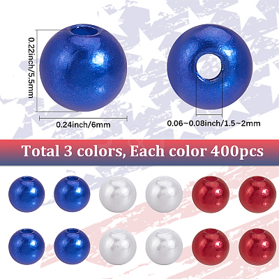 Independence Day Acrylic/ABS Plastic Imitation Pearl OACR-SP0001-66A-01-1