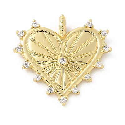 Brass Micro Pave Cubic Zirconia Pendants KK-P294-15G-1