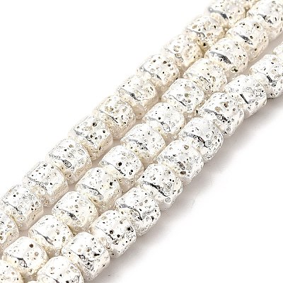 Electroplated Natural Lava Rock Beads Strands G-G984-10S-1