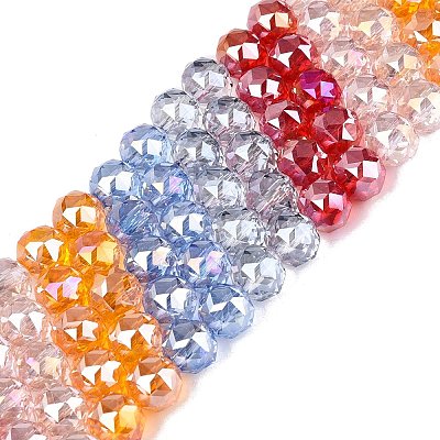 Electroplate Transparent Glass Beads Strands EGLA-Q135-8MM-C01-1