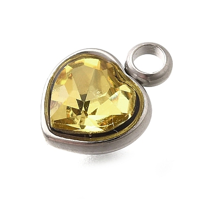 304 Stainless Steel with Rhinestone Pendants STAS-Q346-01P-07-1