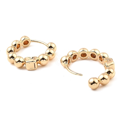 Brass Beaded Hoop Earrings EJEW-I289-06B-KCG-1