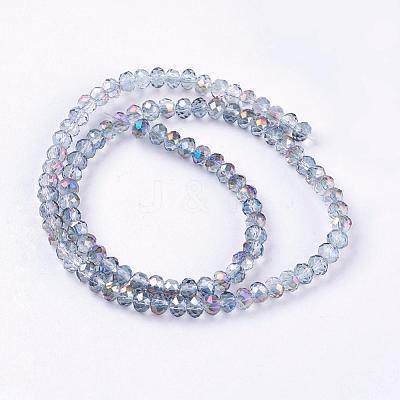 Half Plated Faceted Rondelle Electroplate Glass Beads Strands X-EGLA-D020-3x2mm-18-1
