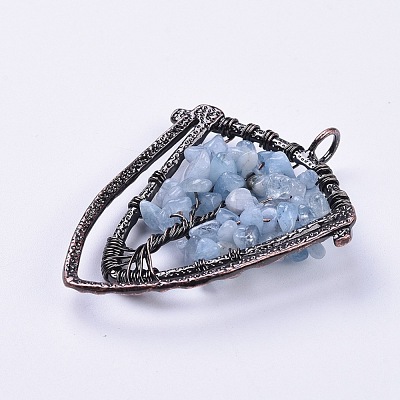Natural Aquamarine Chip Big Pendants G-F650-B12-1