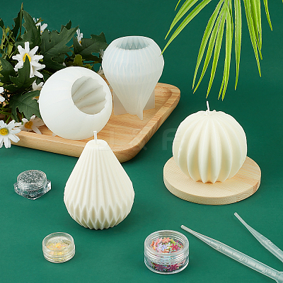 2Pcs 2 Style DIY Candle Silicone Molds DIY-FH0004-10-1