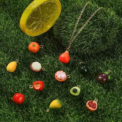 12Pcs 12 Styles Brass Acrylic Pendants OACR-CJ0002-68-1