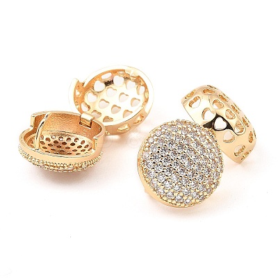 Brass Hoop Earrings with Cubic Zirconia EJEW-D078-01KCG-1