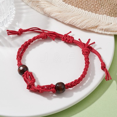 Adjustable Braided Waxed Cotton Macrame Pouch Bracelet Making BJEW-JB09698-02-1