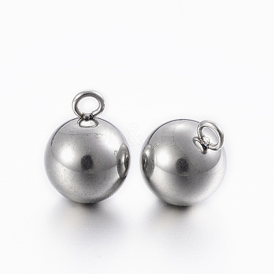 Tarnish Resistant 304 Stainless Steel Sphere Charms X-STAS-H394-12P-1