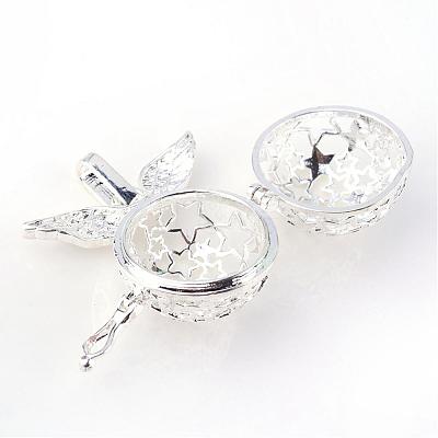 Rack Plating Brass Cage Pendants KK-S751-048S-1