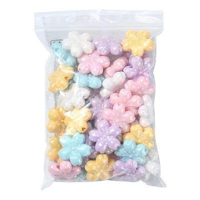 40Pcs 5 Colors UV Plating Transparent Acrylic Beads OACR-FS0002-86-1