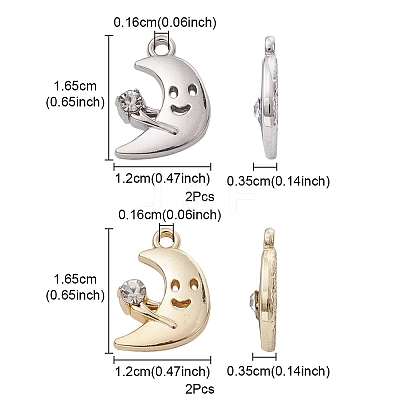 4Pcs 2 Colors Rack Plating Alloy Rhinestone Pendants FIND-YW0003-60-1