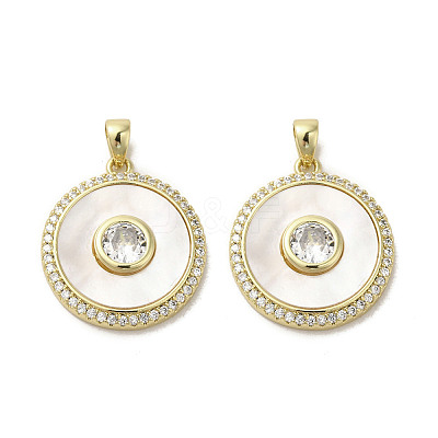 Brass Micro Pave Clear Cubic Zirconia Pendants KK-I708-02B-G-1