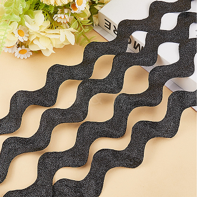 10 Yard Metallic Polyester Wavy Fringe Trim Ribbon SRIB-GF0001-38J-1