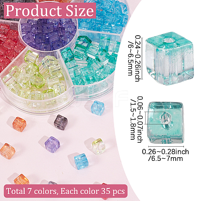 245Pcs 7 Colors Transparent Crackle Glass Beads EGLA-PA0001-42-1