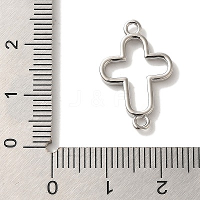 Rack Plating Brass Cross Outline Connector Charms Links KK-U027-05P-1