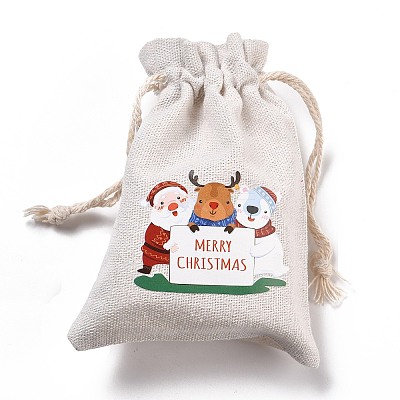 Christmas Cotton Cloth Storage Pouches X-ABAG-M004-02J-1