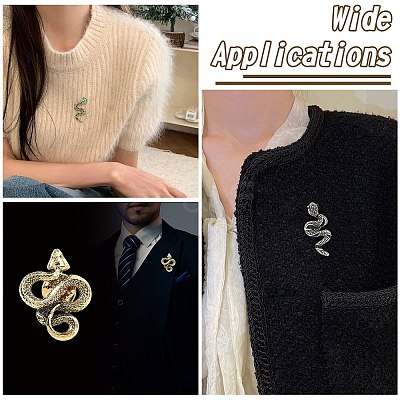 6Pcs 6 Styles Snake Zinc Alloy Lapel Pin Backs for Backpack Clothes JEWB-CJ0001-64-1