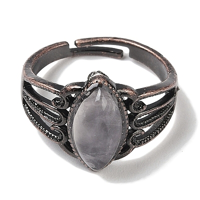 Natural Quartz Crystal Horse Eye Adjustable Rings RJEW-K271-05R-14-1