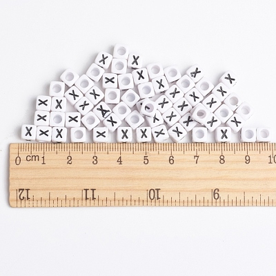 Acrylic Horizontal Hole Letter Beads X-PL37C9308-X-1