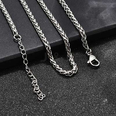 Non-Tarnish 316 Surgical Stainless Steel Wheat Chain Necklaces NJEW-M176-18-B-1