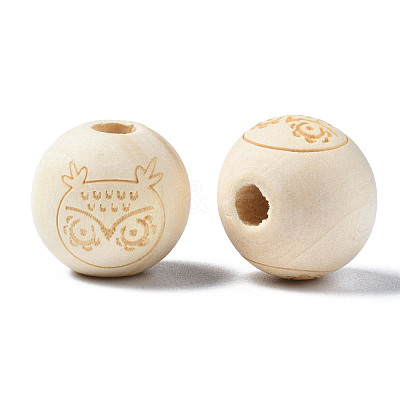 Unfinished Natural Wood European Beads WOOD-S045-149-1