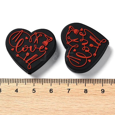 Food Grade Heart with Word Love Silicone Focal Beads SIL-NH0001-01B-1