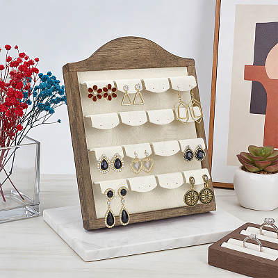 Wooden Photo Frame Shaped Earring Display Easels EDIS-WH0043-005-1