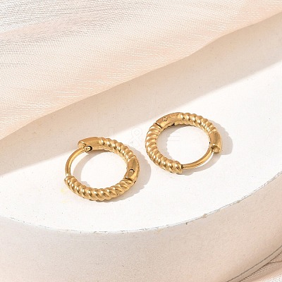 Twist Textured 304 Stainless Steel Huggie Hoop Earrings SA-CBA46AF-27G-01-1