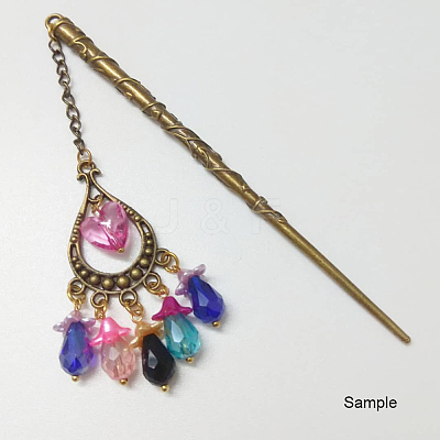Tibetan Style Alloy Hair Stick Findings TIBE-R310-35AB-NR-1