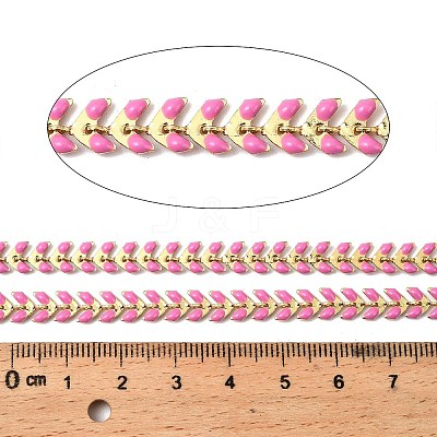 Brass Enamel Leaf Link Chains CHC-F021-02G-03-1