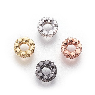 Brass Micro Pave Cubic Zirconia Beads X-ZIRC-F098-01-1
