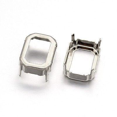 Rectangle Octagon Brass Sew on Prong Settings KK-N0084-A04-18x25-1