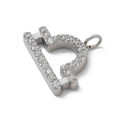 304 Stainless Steel Micro Pave Cubic Zirconia Charms STAS-Z107-09P-06-1
