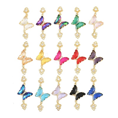Brass Micro Pave Cubic Zirconia Connector Charms CU-CBACDF6-01G-1