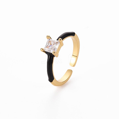Brass Enamel Cuff Rings RJEW-T016-32B-NF-1