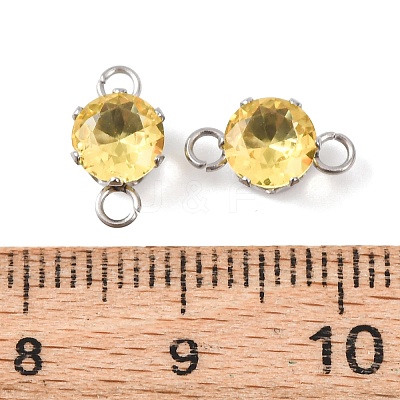 304 Stainless Steel Micro Pave Cubic Zirconia Connector Charms STAS-H240-50P-08-1