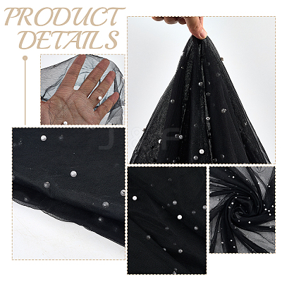 Polyester with Plastic Pearl Fabric AJEW-WH20006-271-1